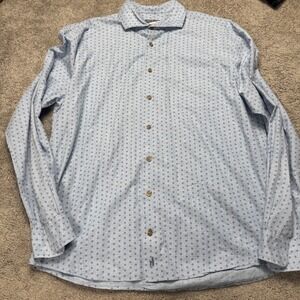 Johnnie-O Hanging Out Men's Large Long Sleeve Button Down Shirt Blue